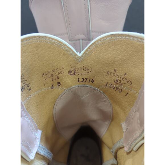 Justin Womens Size 6B Light Pink L3714 Leather Roper Cowboy Western Boots 124901 - Picture 3 of 10